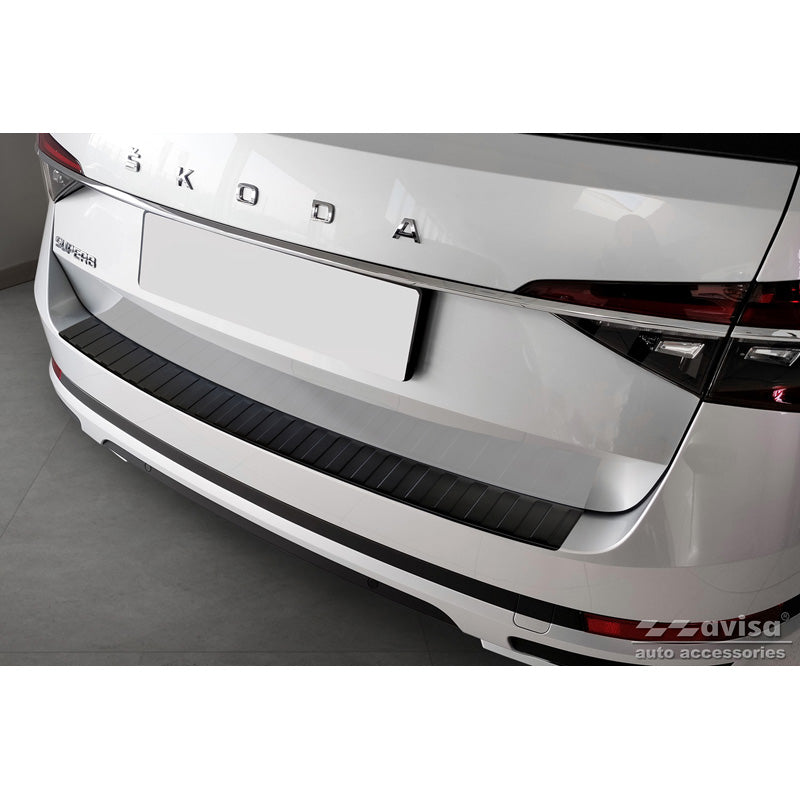 Avisa, Bakre stötfångarskydd, Matt Svart, Rostfritt stål, passar Skoda Superb III Combi 2015-2019 & Facelift 2019-2024 inkl. Scout "kubansk"