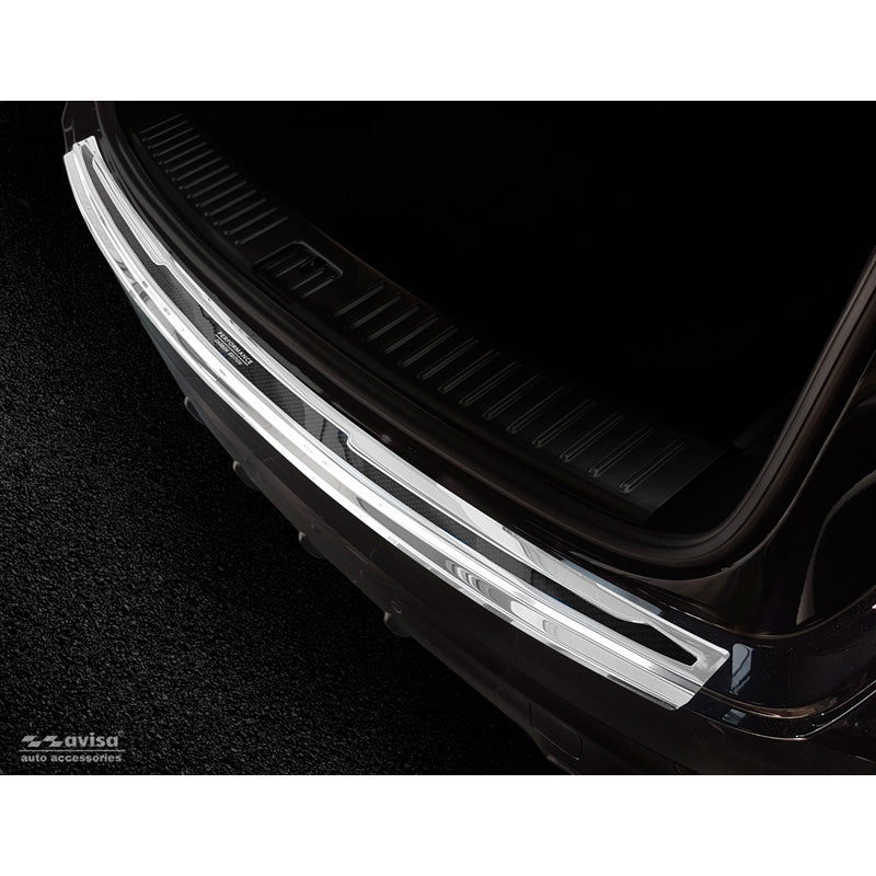Avisa, Bakre stötfångarskydd, DeLuxe, Rostfritt stål, passar Porsche Cayenne III 2017- 'Performance' Silver Mirror/Black Carbon