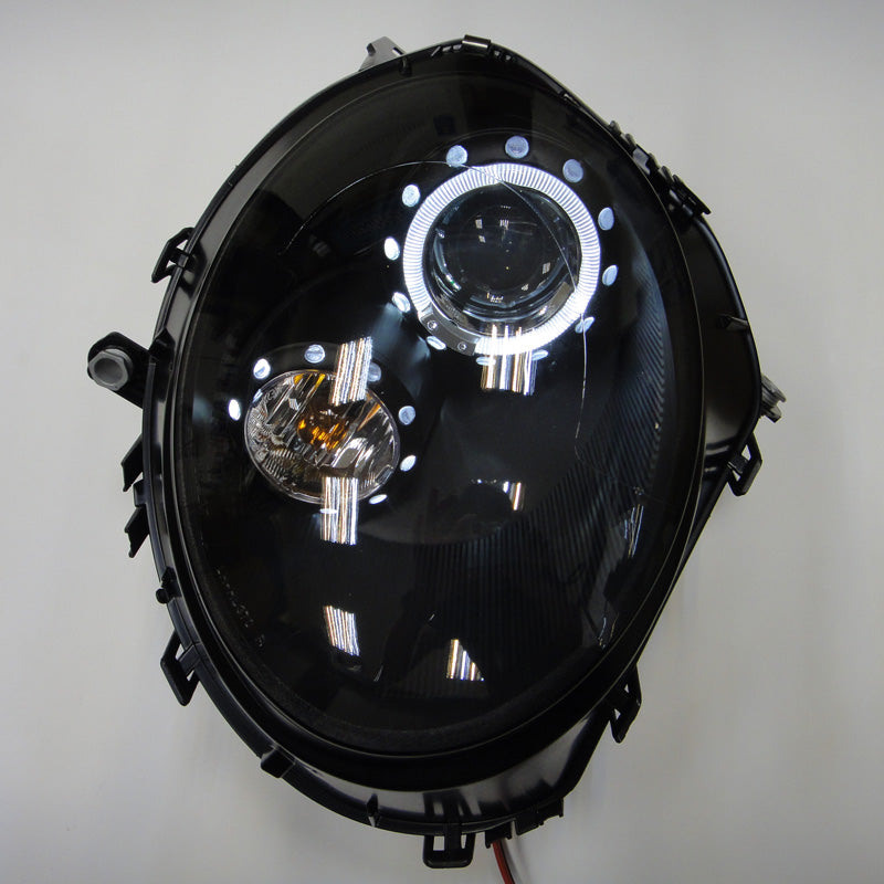 Framlampor, Passar för BMW New Mini R55-R57 2006-2010 - svart - inkl. Angel Eyes Leveling Engine