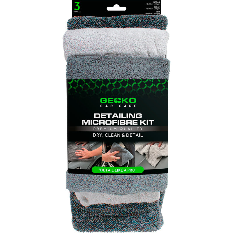 Gecko, Detailing Microfiber Kit, 3-delt sæt