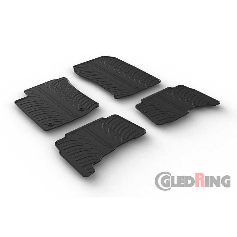 Gledring, Gummimattor, lämplig för Toyota Landcruiser Automatic 2013- (T-profil 4 delar + clips)