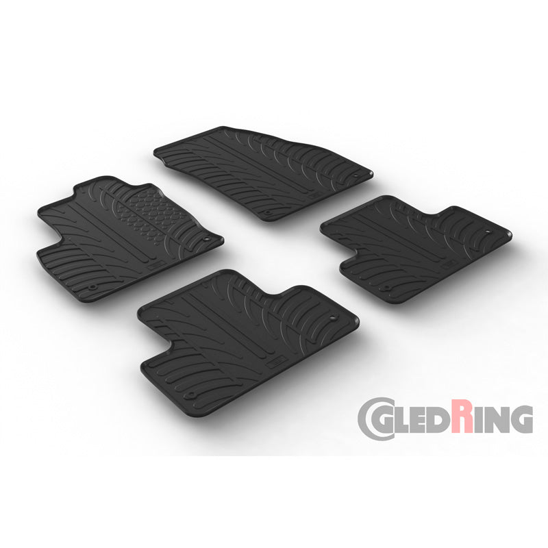 Gledring, gummimattor, Passar för Range Rover Evoque 2011-2019 (T-profil 4 delar + klämma)