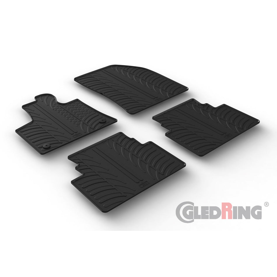 Gledring, Gummimåtter, passer til Citroën C5 Aircross 12/2018- (T profile 4pieces + klips)