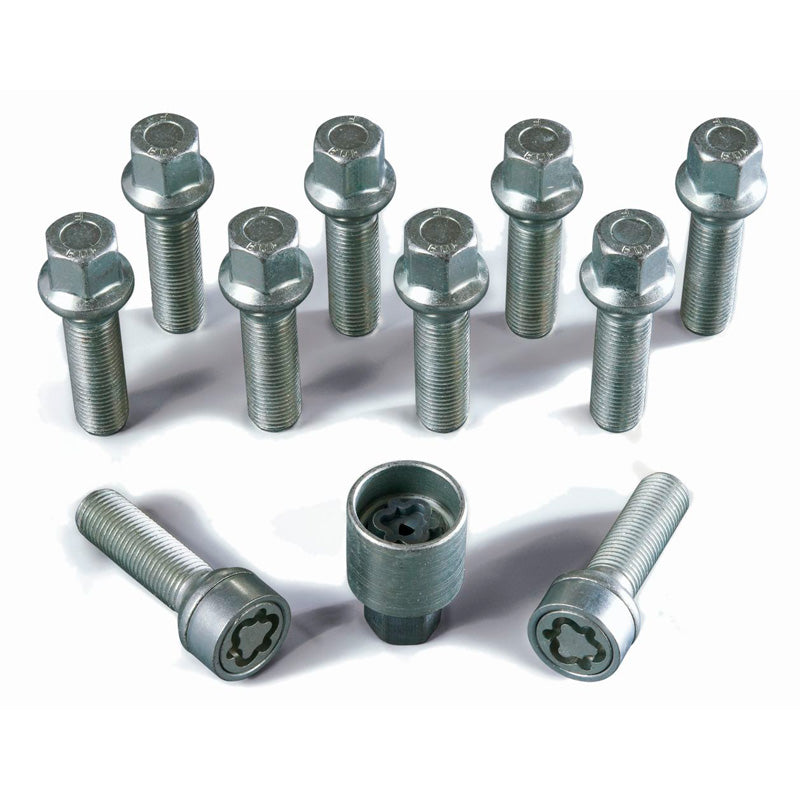 H&R, Hjulbult Set Round-Head R14 M14x1,50 - längd 43mm - 10 st - inkl. hjullås