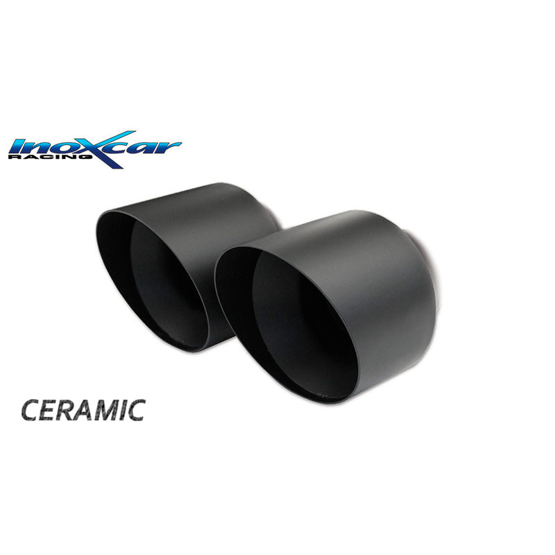InoXcar, Sportudstødning i Rustfrit Stål, Ø55mm, 2x80mm Keramisk Sort, Passer til Mini R56 1.6 Cooper S (184HK) 2011-