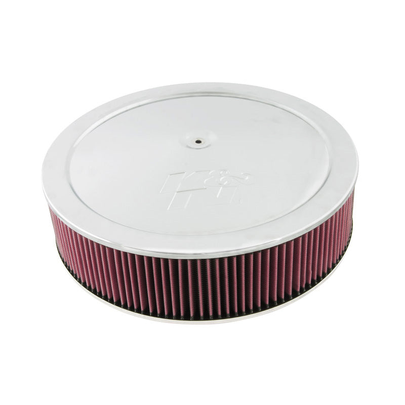 K&N Round Air Filter Assembly - 186mm flange, 406mm diameter, 103mm height, 25mm drop base (60-1641)