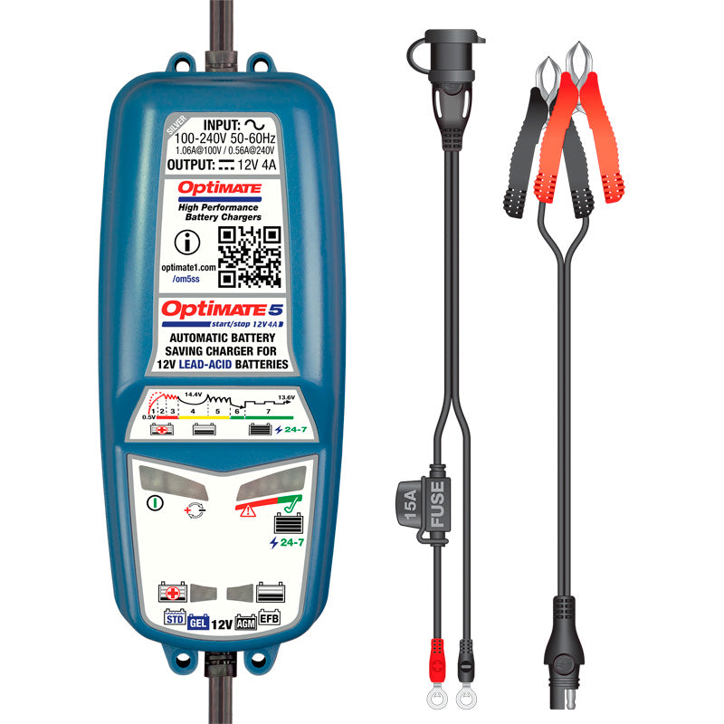 OptiMate, Batterioplader, OptiMate 5 Start Stop, 12V/4.0A, 7-trins, batteriopladnings- og vedligeholdelsesløsning