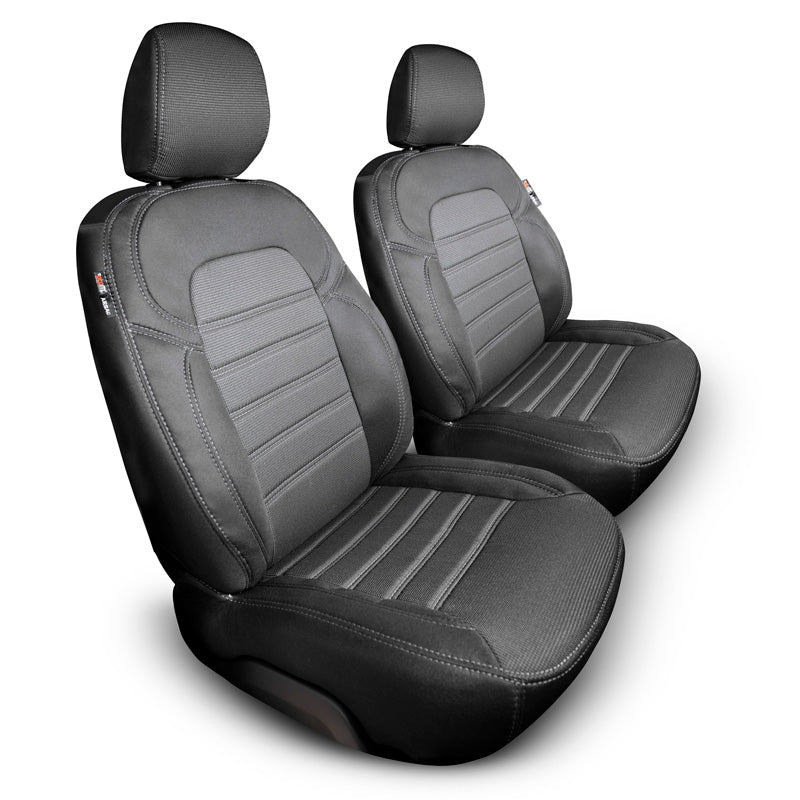 otoM, Original Design Tekstil Sædebetræk 1+1 til Volkswagen Caddy III Box 2004-2015 - Sort med Grå Syninger