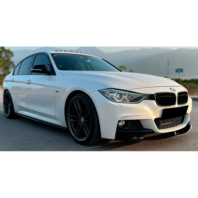 OneWay, Frontspoiler, Glossy sort, Passer til BMW 3-Series F30 M-Pack (2012-2019), 3-delt sæt