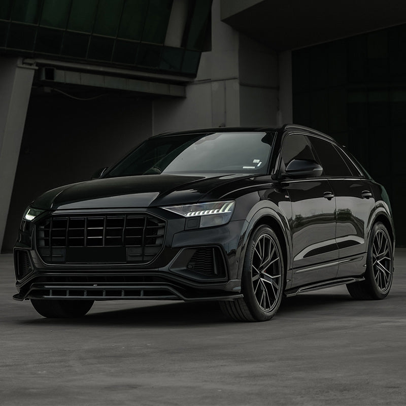 OneWay, Frontspoiler, Blank sort, passer til Audi Q8 S-Line & SQ8 MK1 (2018-2023)