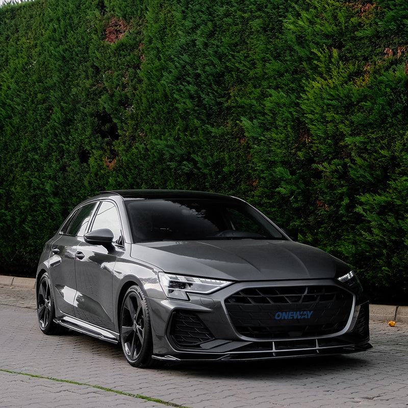 OneWay, Frontspoiler, Blank sort, passer til Audi A3 (8Y) S-Line/S3 Facelift (2025-)
