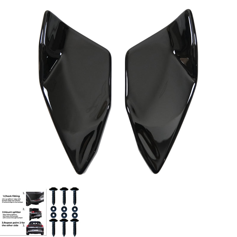 OneWay, Underlæbe, bag, Blank sort, passer til Volkswagen Scirocco R Facelift (2014-2017)