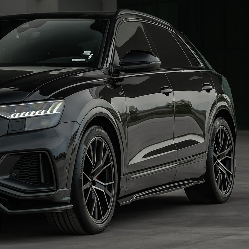 OneWay, Sideskørte, Blank sort, passer til Audi Q8 S-Line & SQ8 MK1 (2018-2023)