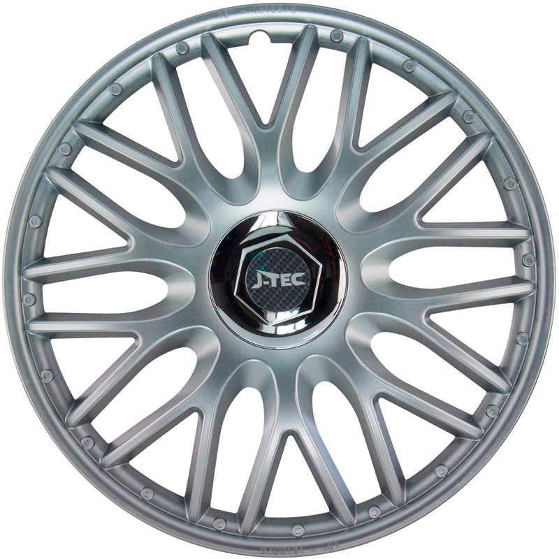 J-Tec, Hjulkapsler, 4stk, Orden R 14-tommer silver + chrome ring