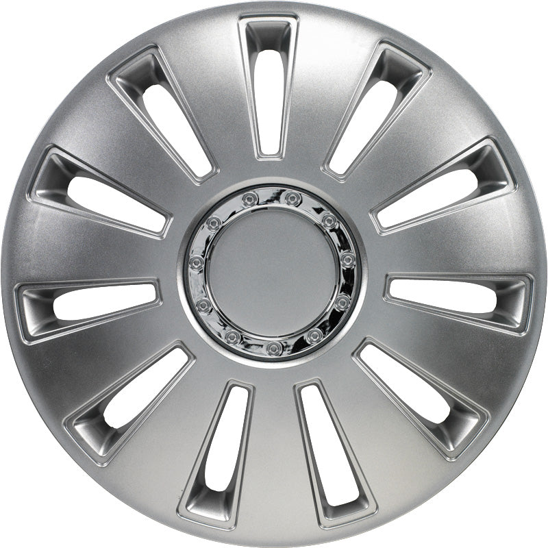 AutoStyle, Navkapslar, 4st, Silverstone Pro 13-tums silver + kromring