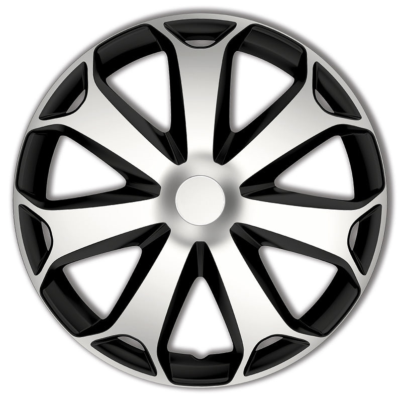 AutoStyle, Navkapslar, 4 st, Mega 15-tums silver/svart