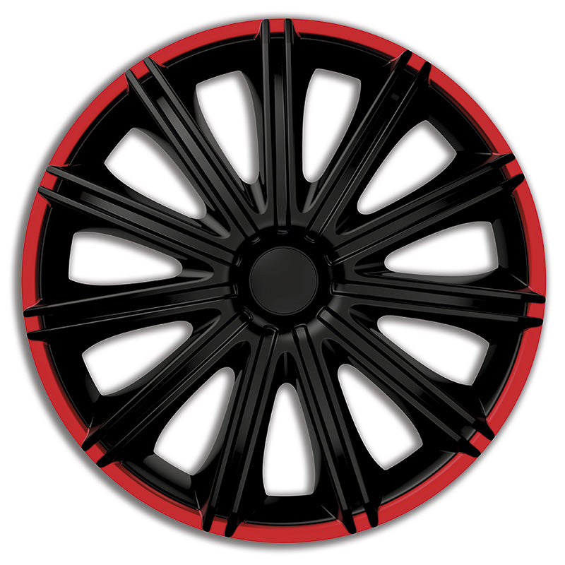 AutoStyle, Hjulkapsler, 4stk, Nero R 16-tommer black/red