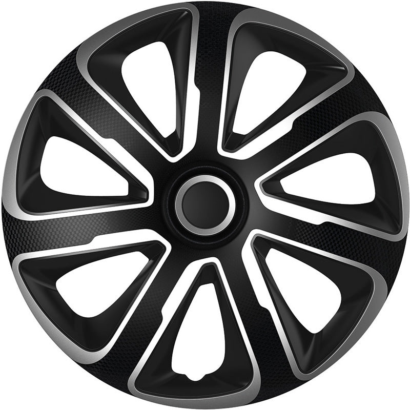AutoStyle, Navkapslar, 4st, Livorno15-tums silver/svart kol-look