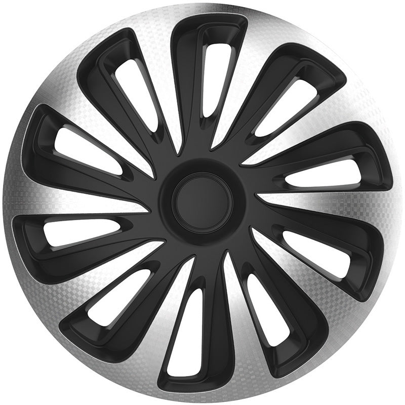 AutoStyle, Navkapslar, 4st, Caliber 15-tums silver/svart kol-look