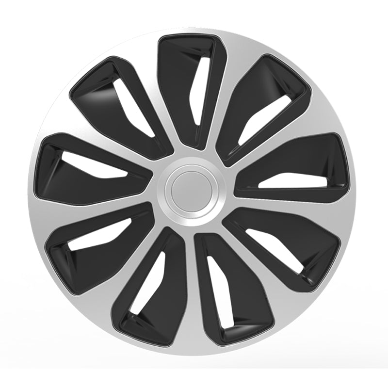 AutoStyle, Navkapslar, 4st, Platinum 15-tums silver/svart