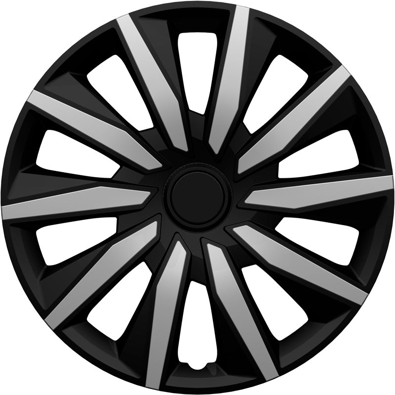 AutoStyle, Hjulkapselsæt, 'Decente', 15-tommer, sølv/sort, 4 stk.