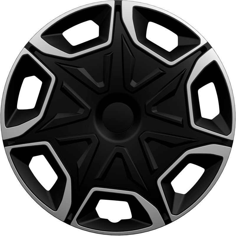 AutoStyle, Hjulkapselsæt, Blade design, 16-tommer, Sølv/Sort, 4 stk.