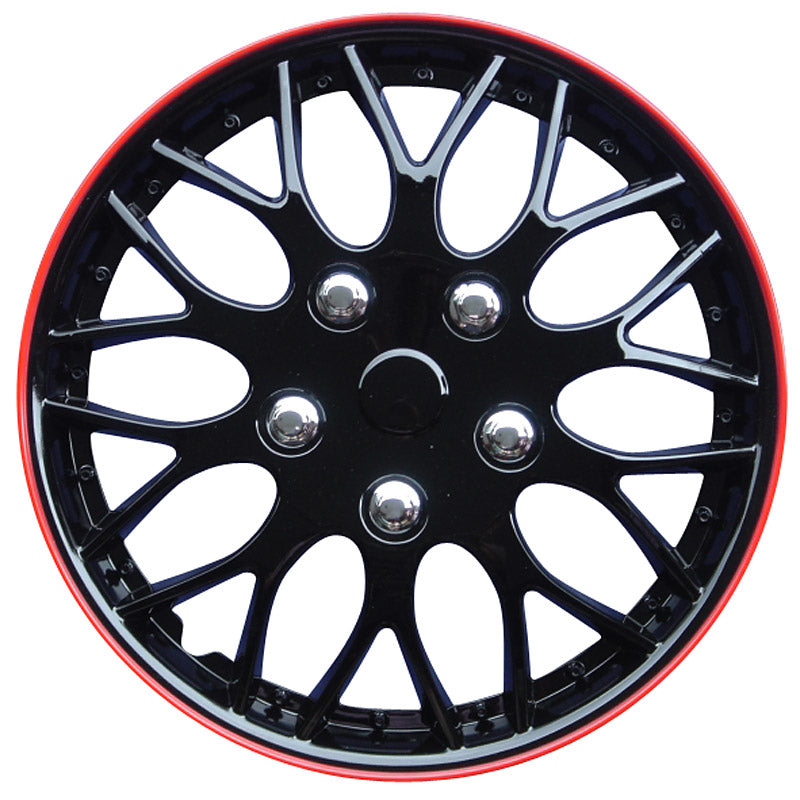 AutoStyle, Hjulkapsler, 4stk, Missouri 15-tommer black/red rim