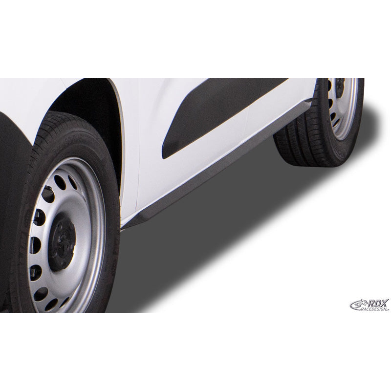 RDX RaceDesign, Sidokjolar, passar Citroën Berlingo / Peugeot Partner & Rifter / Opel Combo / Toyota ProAce City & ProAce City Verso 2018- 'Slim' (ABS glansigt svart)