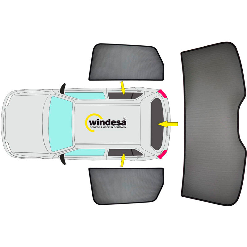 SunClip, Solskærm & Privatlivsbeskyttelse, passer til Skoda Fabia IV (PJ3) HB 5-dørs (2021-)