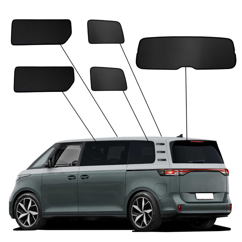 SunClip, Solgardin & Privacy-beskyttelse, passer til Volkswagen ID.Buzz (Bus) 2022- (lang hjulbase, uden skydvinduer)
