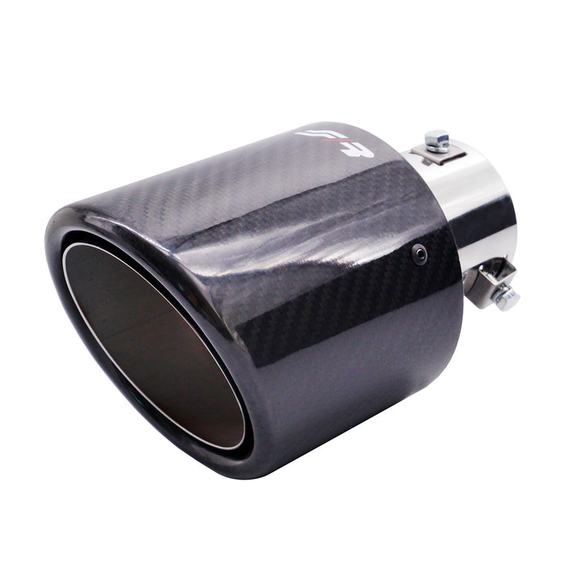 Simoni Racing, Rørhale, Round/Slanted Shiny-Carbon+Inox - Ø114xL185mm - Installation 38-63mm