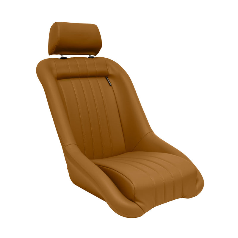 AutoStyle, Sport Sæde 'Classic' - Beige læderlook - Fast Ryg + Hovedstøtte - Inkl. glideskinner