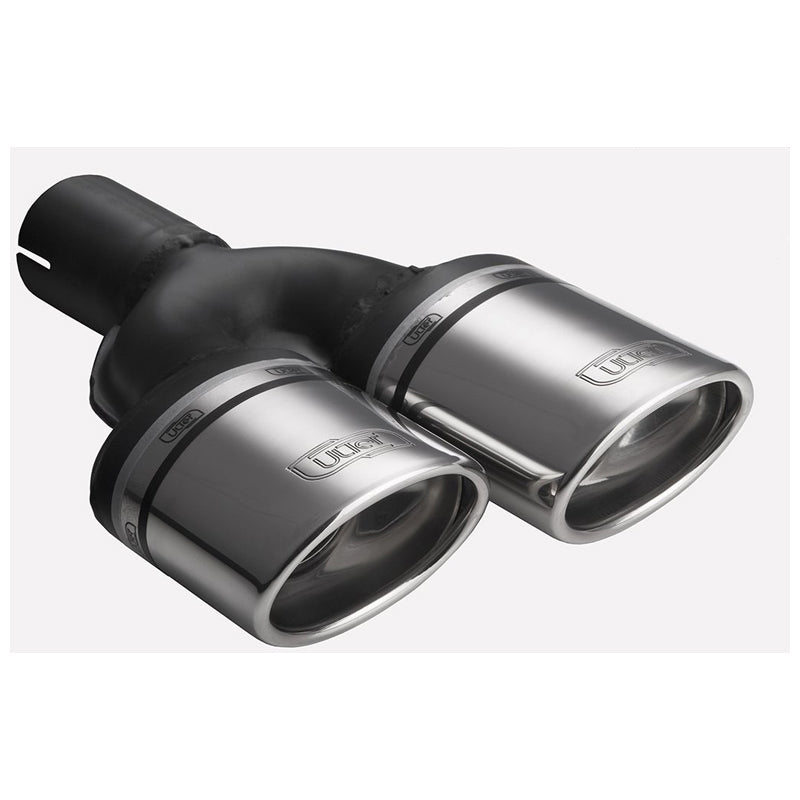 Ulter Sport, ändrör (vänster) - Dubbel oval 95x65 mm lutande - Längd 200/180 mm - Installation ->50 mm - Inox